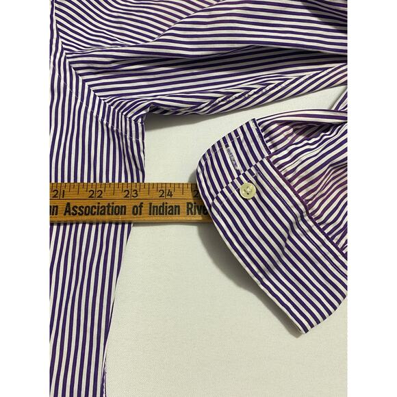 Ralph Lauren Long Sleeve Button Down Shirt Men’s XL Purple White Stripe Slim Fit - Picture 7 of 10